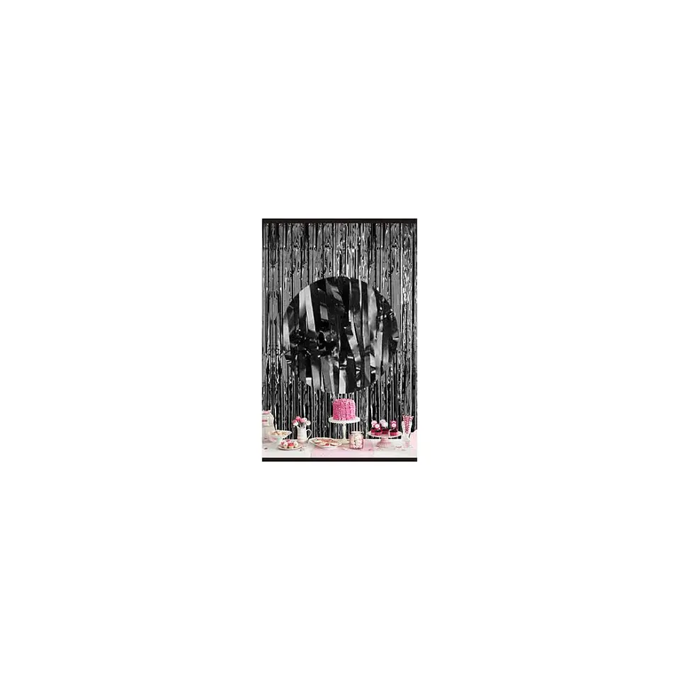 Cortina Flecos Metalizada Negro 1x3 Mts 1