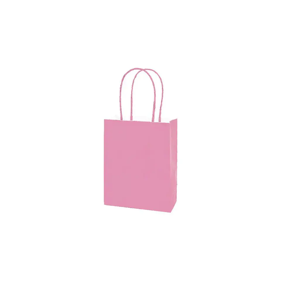 Bolsa Papel Kraft Grande Rosado 12 Pcs 1