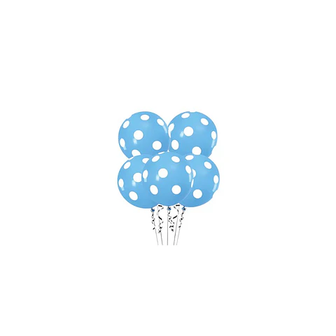 Globos De Latex Celeste Puntos Blancos 30 Cm