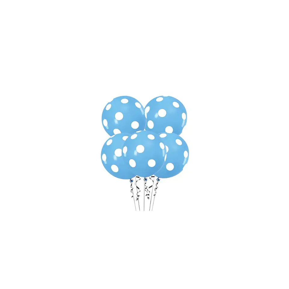 Globos De Latex Celeste Puntos Blancos 30 Cm 1