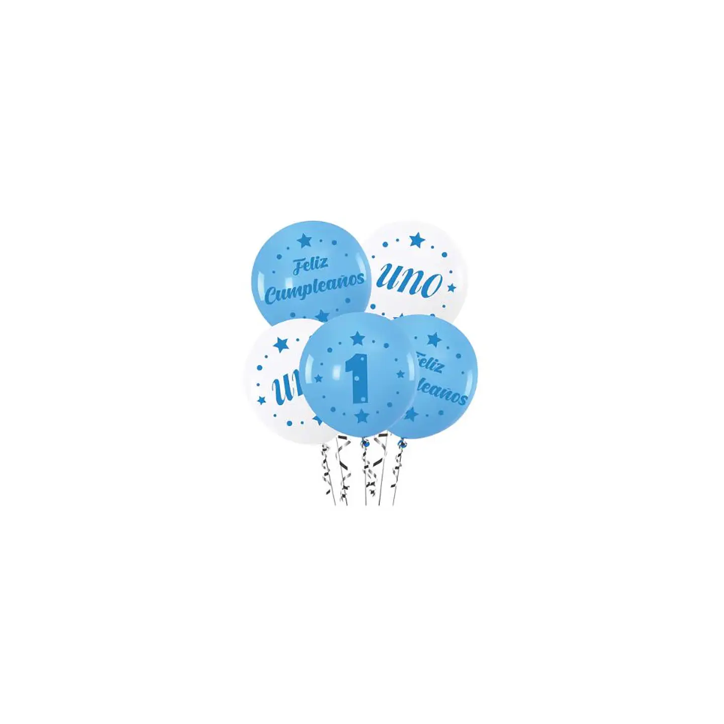 Globos De Latex Azul y Blanco Uno 30 Cm 3