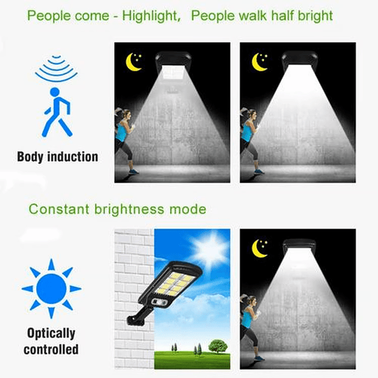 2 Und. Foco Solar JORTAN con sensor  de movimiento y control remoto