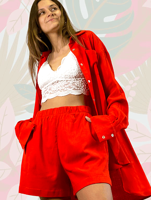 BL8075 BLUSA BOYFRIEND ROJO MANDARÍN 