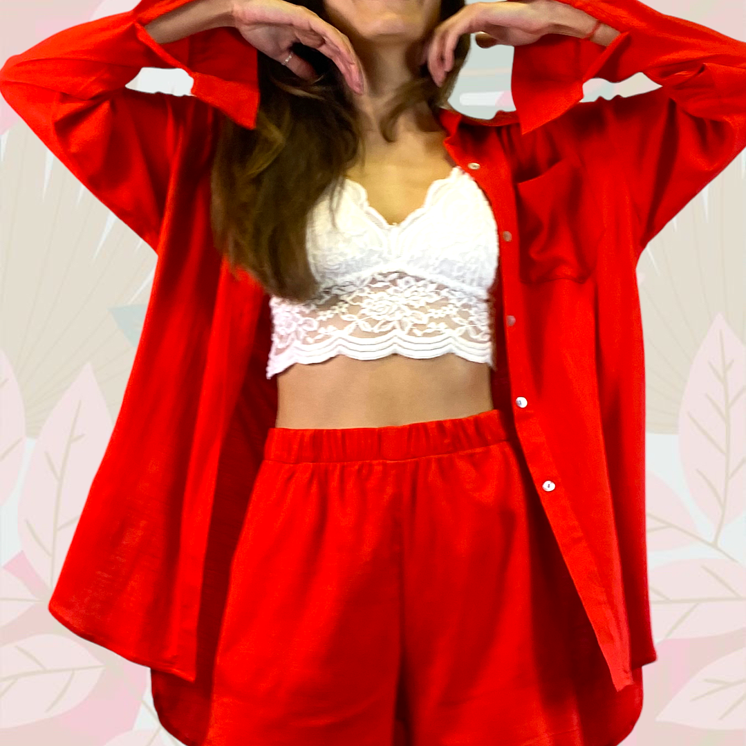 BL8075 BLUSA BOYFRIEND ROJO MANDARÍN  2