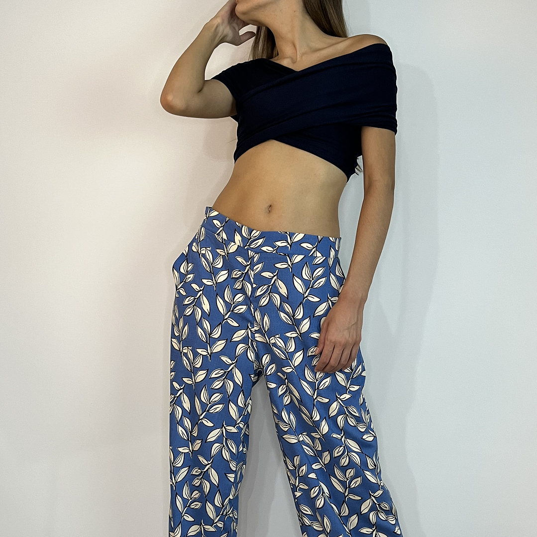 PA4070 PANTALÓN PRETINA CON  ELÁSTICO ATRÁS  ESTAMPADO DENIM 1