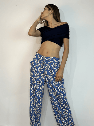 PA4070 PANTALÓN PRETINA CON  ELÁSTICO ATRÁS  ESTAMPADO DENIM
