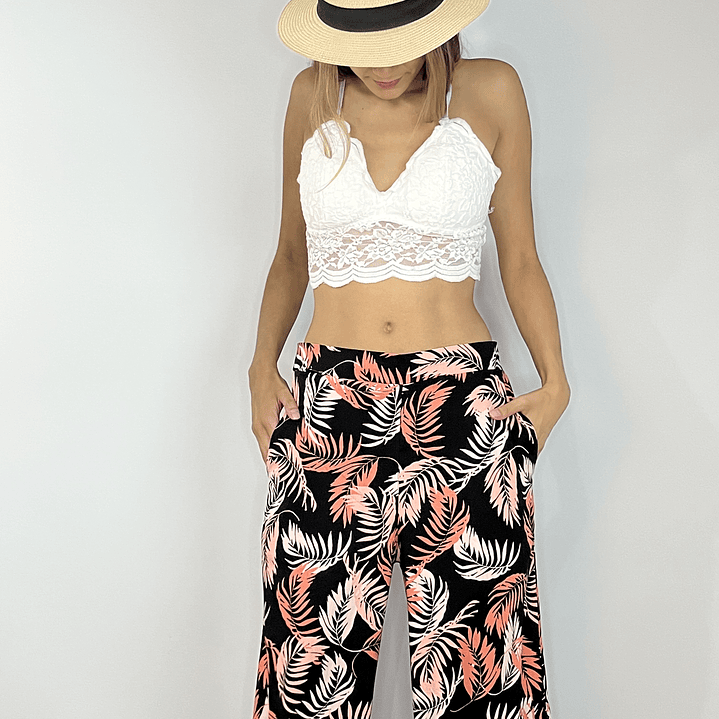 PA4070 PANTALÓN PRETINA CON  ELÁSTICO ATRÁS  ESTAMPADO NEGRO 1