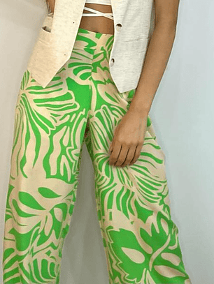 PA4070 PANTALÓN ESTAMPADO TRASERO ELASTICADO VERDE/BEIGE