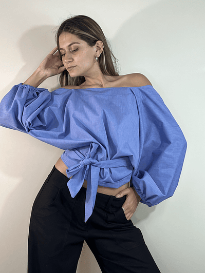 KM1605 BLUSA KIMONO  DENIM LISO