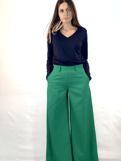 PA4075 PALAZZO CIERRE COSTADO VERDE QUETZAL