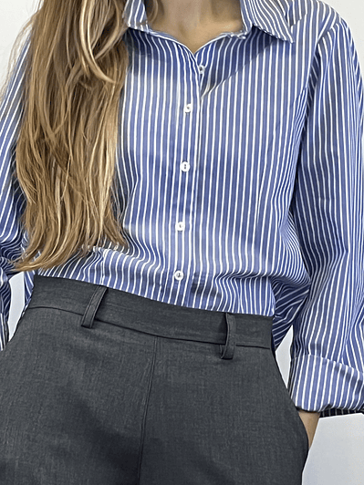 BL8001 BLUSA ENTALLADA DENIM LISTADA