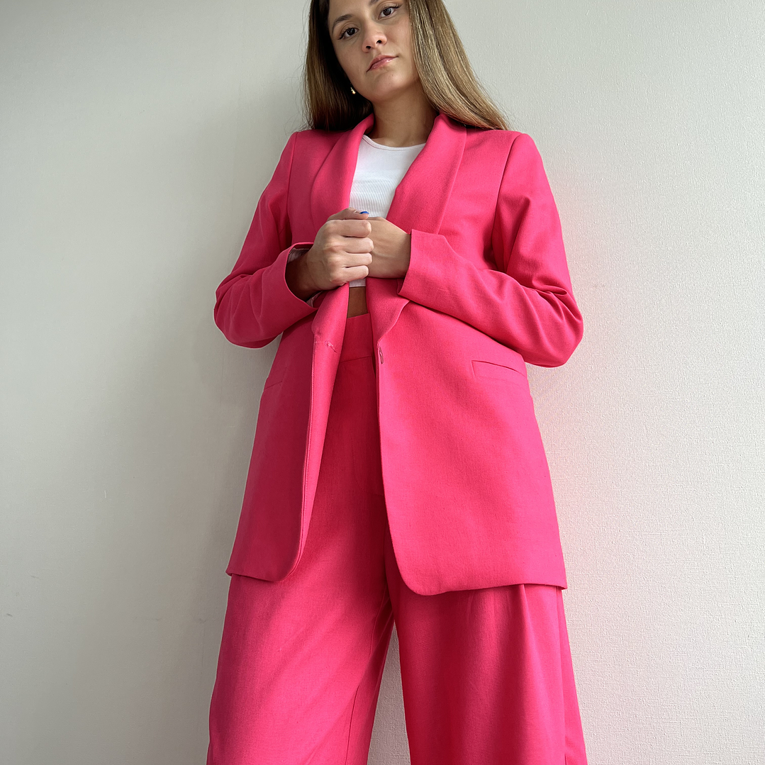 BZ1350 BLAZER CUELLO SMOKING FUCSIA  1
