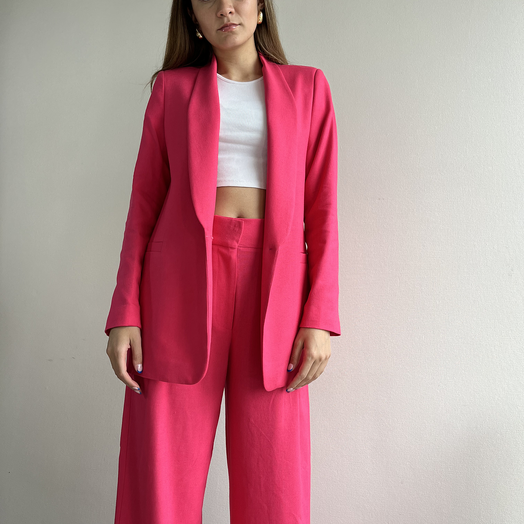 BZ1350 BLAZER CUELLO SMOKING FUCSIA  2