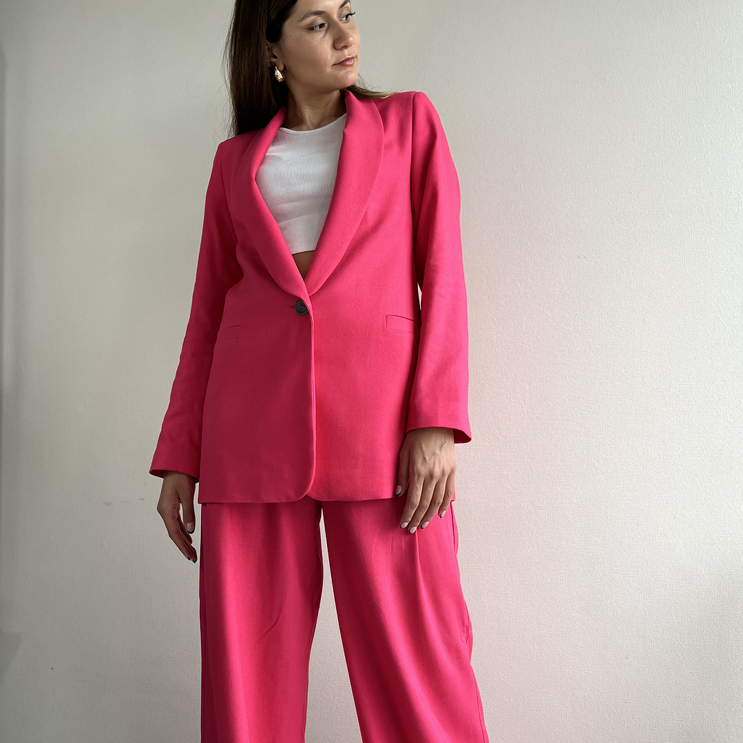 BZ1350 BLAZER CUELLO SMOKING FUCSIA  3