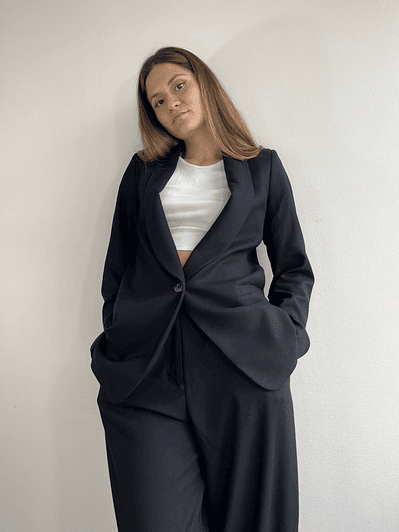 BZ1350 BLAZER CUELLO SMOKING  NEGRO