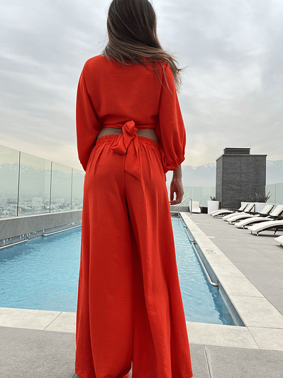 PA4073 PANTALÓN PALAZZO ROJO MANDARÍN 