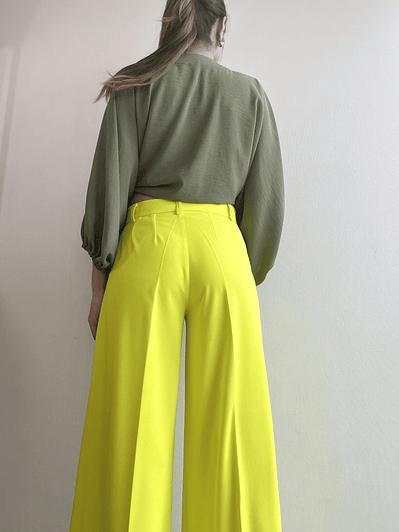 PA4076 PALAZZO CIERRE INVISIBLE VERDE LIMA