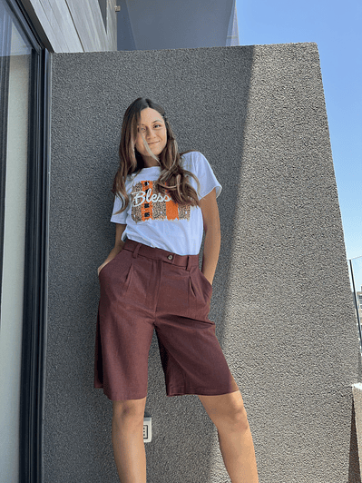 PA4099 BERMUDA SASTRERO LISO CAFÉ 