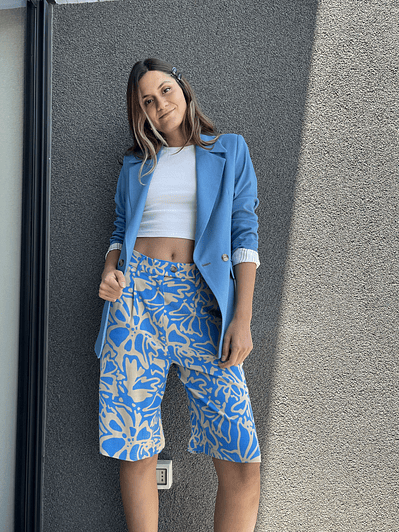 PA4099 BERMUDA SASTRERO ESTAMPADO DENIM-CAMEL