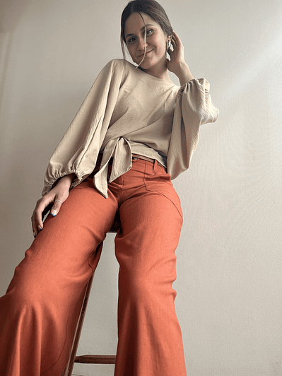  PANTALÓN LINO MOM LADRILLO