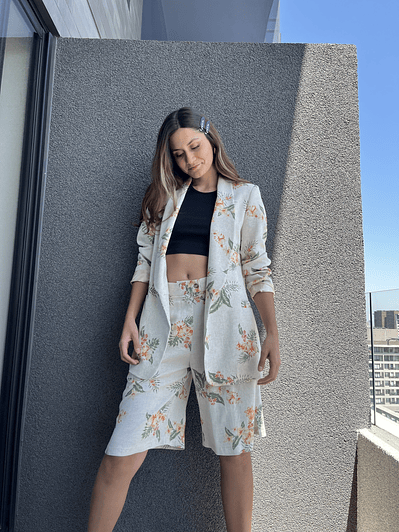 BZ1350 BLAZER CUELLO SMOKING  ESTAMPADO