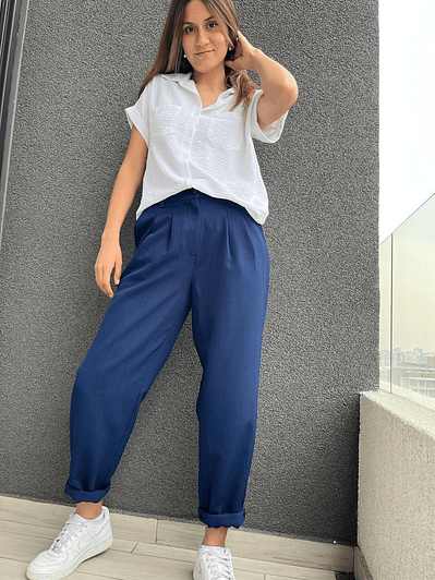 PA4082 PANTALÓN BAGGY CREPE AZUL COBALTO