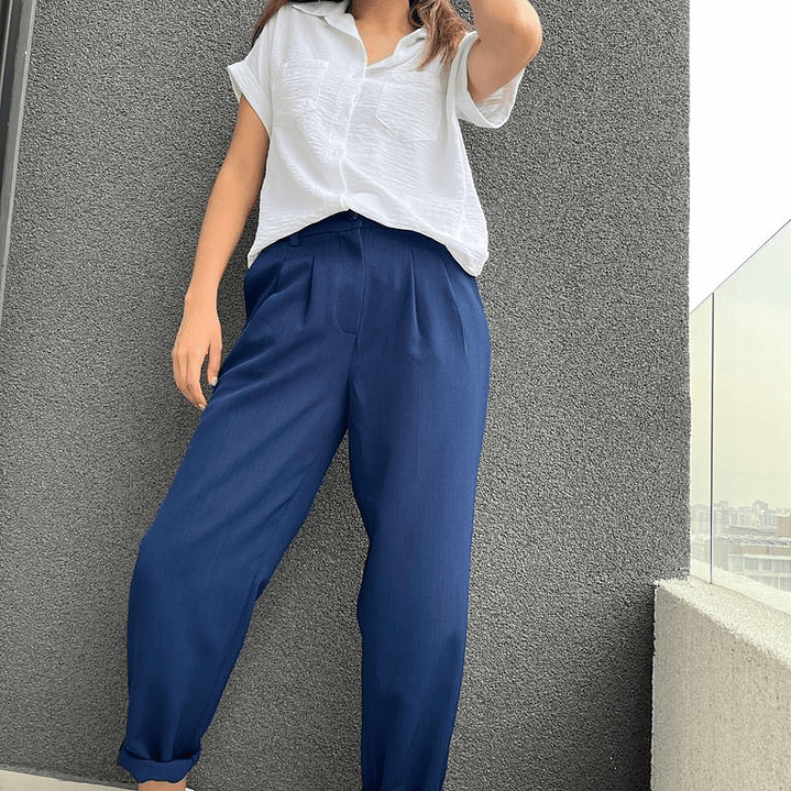 PA4082 PANTALÓN BAGGY CREPE AZUL COBALTO 1