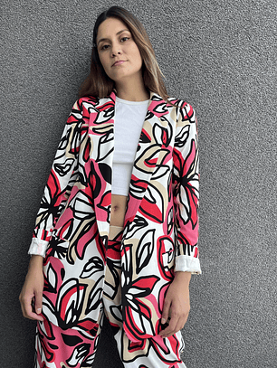 BZ1332-1  BLAZER RECTO ESTAMPADO   FUCSIA Rojo