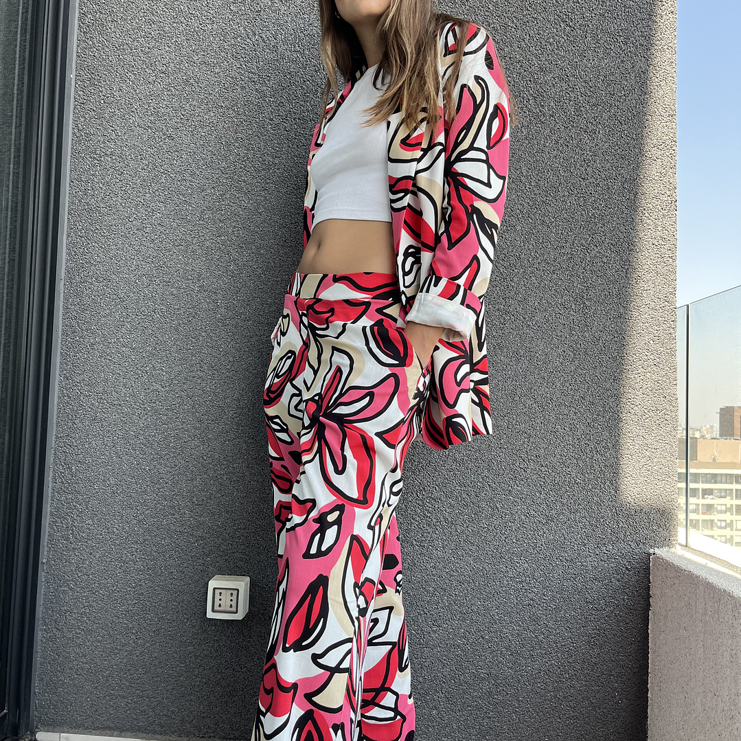 BZ1332-1  BLAZER RECTO ESTAMPADO   FUCSIA Rojo 3