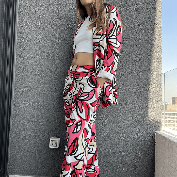 BZ1332-1  BLAZER RECTO ESTAMPADO   FUCSIA Rojo 3