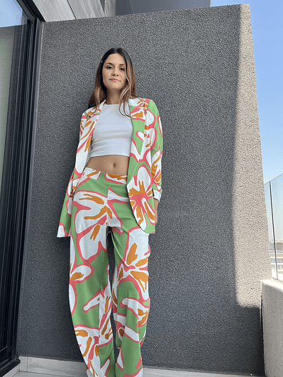 BZ1332-1  BLAZER RECTO ESTAMPADO VERDE BLANCO 