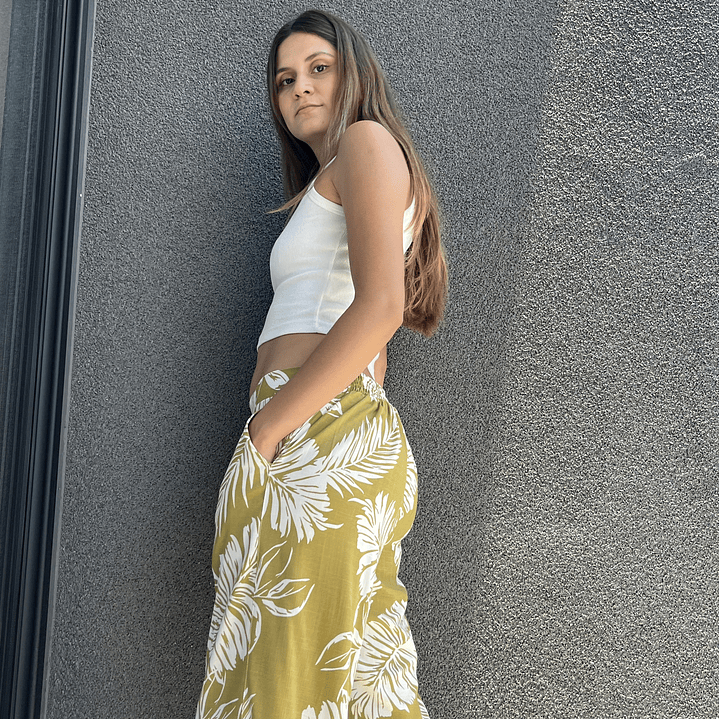 PA4070 PANTALÓN PRETINA MIXTA ESTAMPADO  PISTACHO CRUDO 4