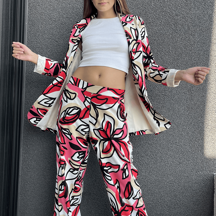 PA4070 PANTALÓN PRETINA MIXTA ESTAMPADO  BLANCO FUCSIA  4