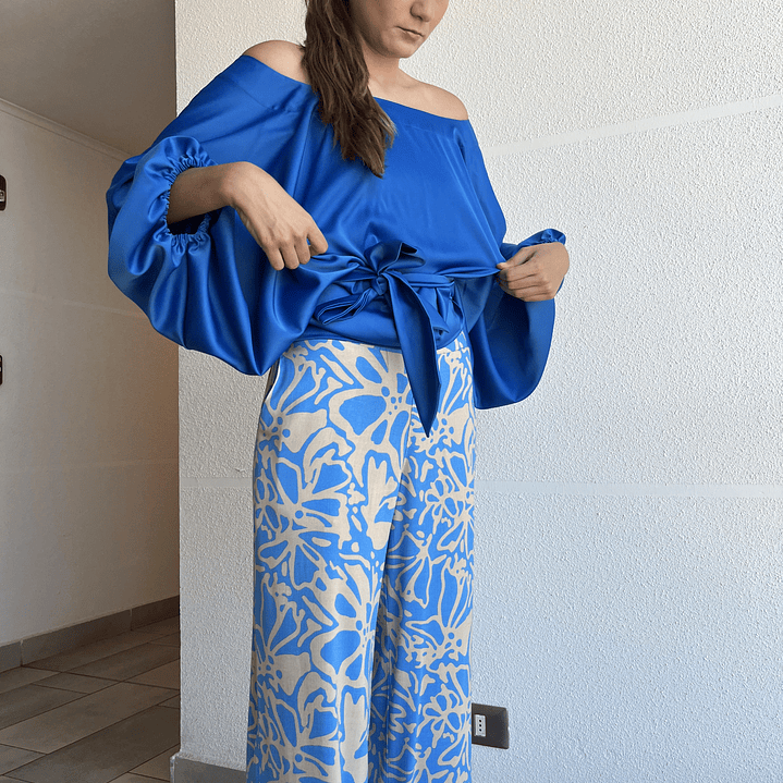 PA4070 PANTALÓN PRETINA MIXTA ESTAMPADO  DENIM CAMEL  3