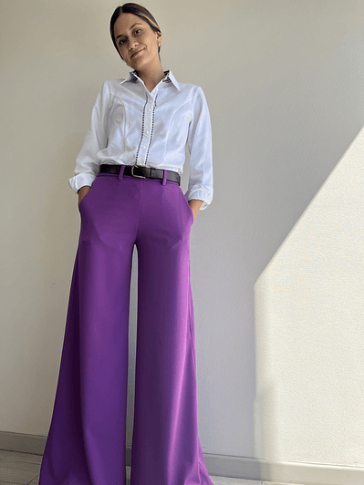 PACR4076 PALAZZO CIERRE COSTADO COLOR  VIOLETA