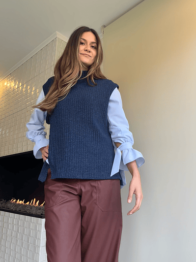 PL1111 SWEATER ASIMÉTRICO AZUL