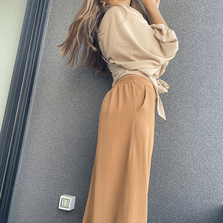 PA4073 Pantalon palazzo Camel  3