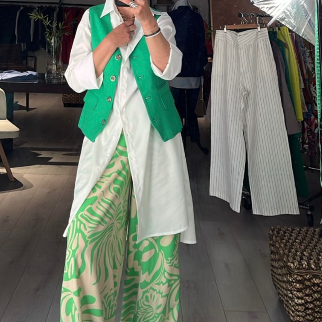 GL1415 Vest con lino color verde  2