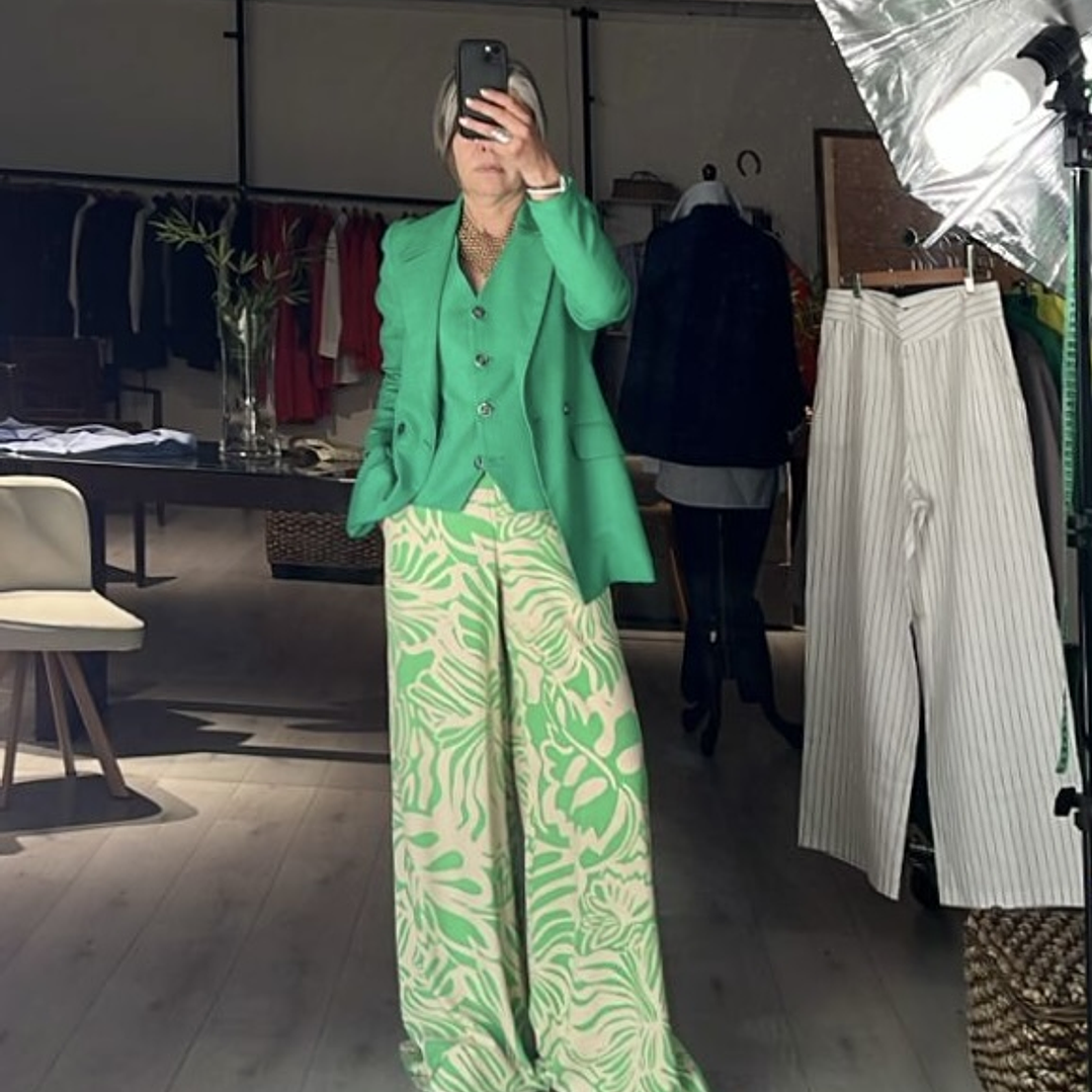 GL1415 Vest con lino color verde  1