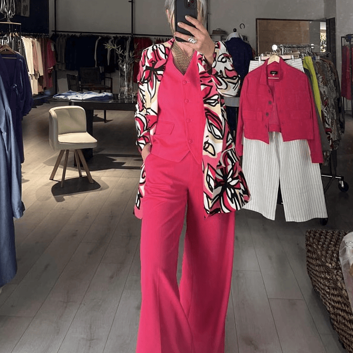 GL1415 Vest con lino color fucsia 3