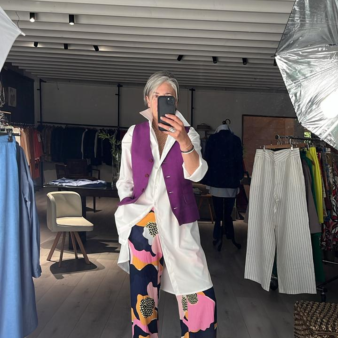 GL1415 Vest con lino color violeta 1