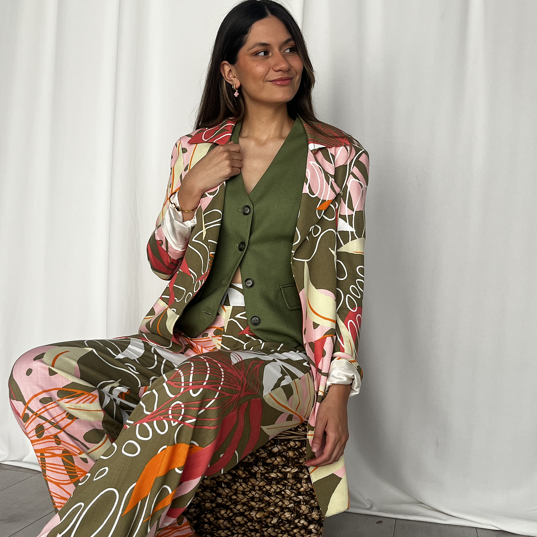 GL1415 Vest con lino color verde musgo 1