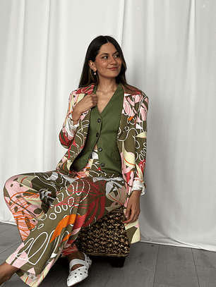 GL1415 Vest con lino color verde musgo