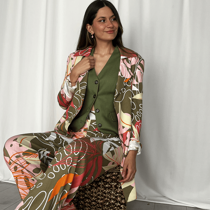 GL1415 Vest con lino color verde musgo 1