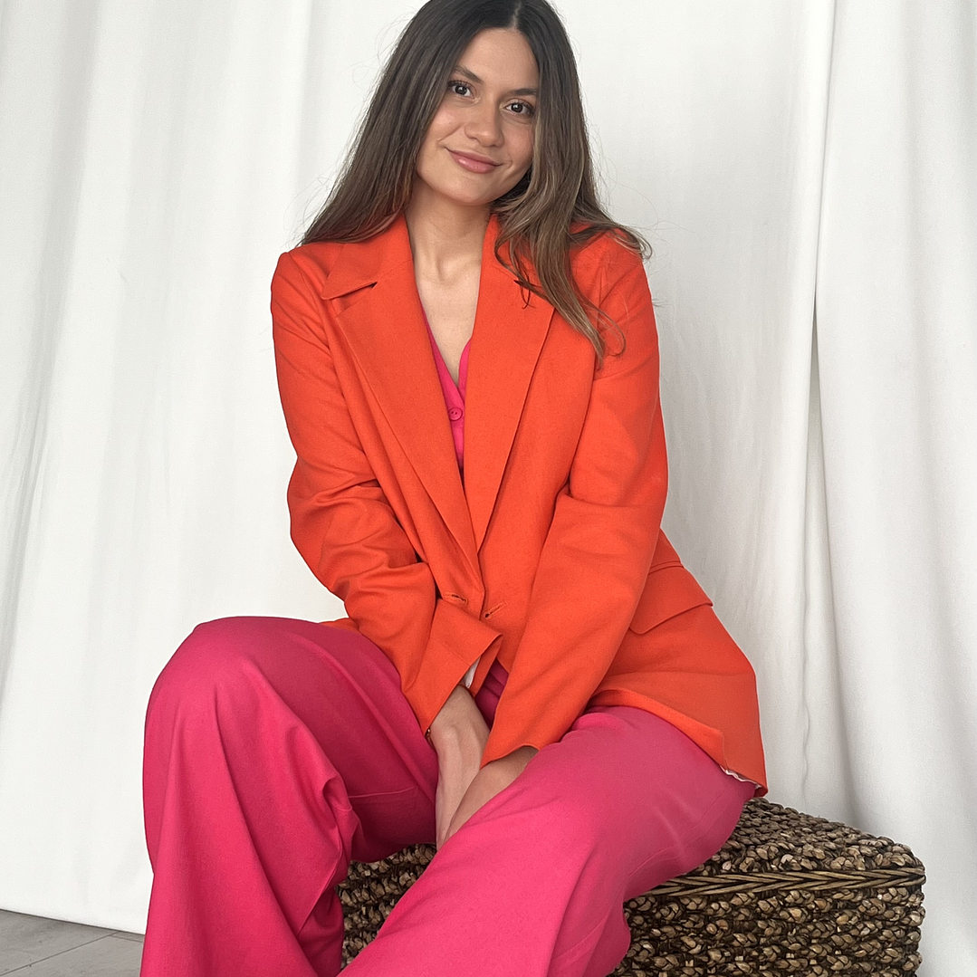 GL1415 Vest con lino color fucsia 2