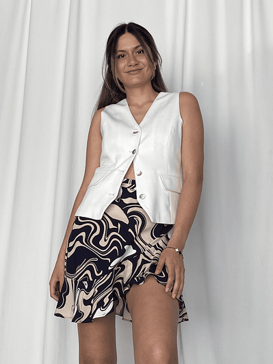 GL1415 Vest con lino color blanco