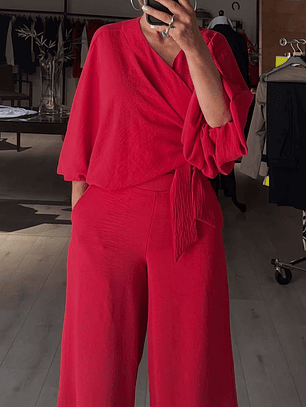 PA4073 Pantalon palazzo rojo