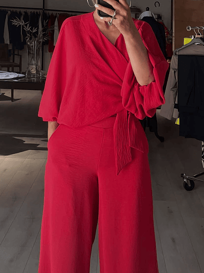 PA4073 Pantalon palazzo rojo