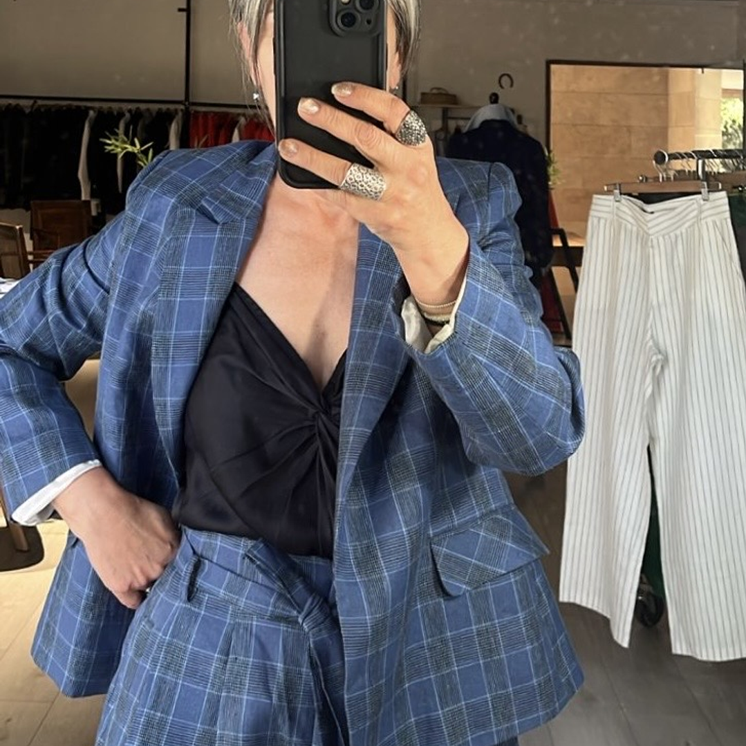 BZ1336A Blazer cruzado 100% Lino galés  azul   2