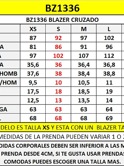 BZ1336 Blazer cruzado con lino ladrillo